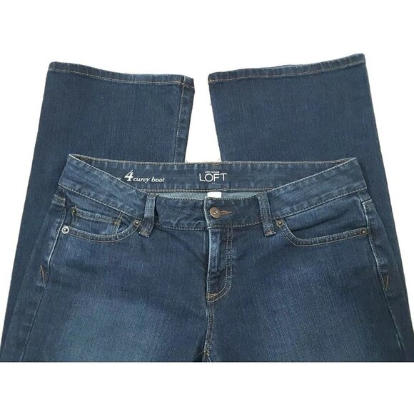 Ann Taylor Loft~Women's Size 4~Blue Denim Dark Wash Curvy Boot Jeans Stretch. - Picture 2 of 12